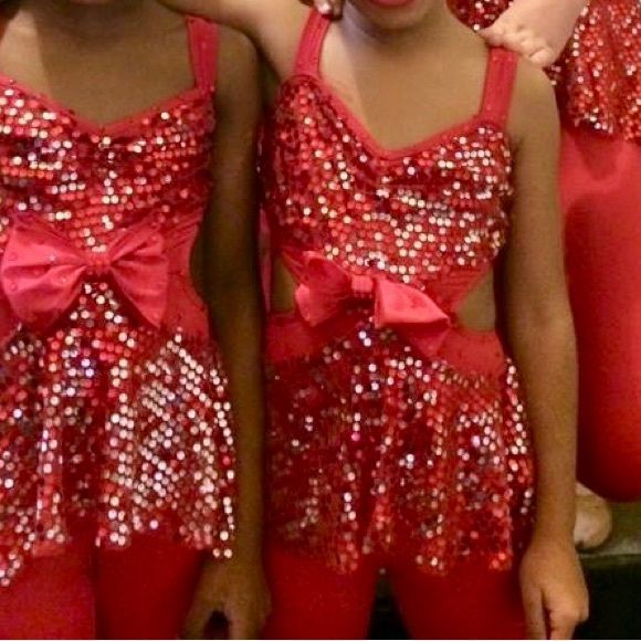 Weismann MC red sequin body suit dance costume. - Picture 2 of 6